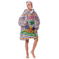 Haiti Christmas Kid Wearable Blanket Hoodie Blue Red Yellow Xmas Santa Sleigh and Coat of Arms - African Pride