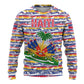 Haiti Christmas Ugly Christmas Sweater Blue Red Yellow Xmas Santa Sleigh and Coat of Arms - African Pride