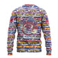 Haiti Christmas Ugly Christmas Sweater Blue Red Yellow Xmas Santa Sleigh and Coat of Arms - African Pride