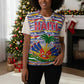 Haiti Christmas Knitted V-Neck Vest Blue Red Yellow Xmas Santa Sleigh and Coat of Arms - African Pride
