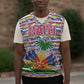 Haiti Christmas Knitted V-Neck Vest Blue Red Yellow Xmas Santa Sleigh and Coat of Arms - African Pride