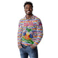 Haiti Christmas Long Sleeve Polo Shirt Blue Red Yellow Xmas Santa Sleigh and Coat of Arms - African Pride