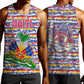 Haiti Christmas Men Tank Top Blue Red Yellow Xmas Santa Sleigh and Coat of Arms - African Pride