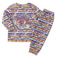 Haiti Christmas Pajama Set Blue Red Yellow Xmas Santa Sleigh and Coat of Arms - African Pride