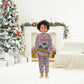 Haiti Christmas Pajama Set Blue Red Yellow Xmas Santa Sleigh and Coat of Arms - African Pride