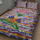 Haiti Christmas Quilt Bed Set Blue Red Yellow Xmas Santa Sleigh and Coat of Arms - African Pride