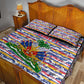 Haiti Christmas Quilt Bed Set Blue Red Yellow Xmas Santa Sleigh and Coat of Arms - African Pride