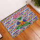 Haiti Christmas Rubber Doormat Blue Red Yellow Xmas Santa Sleigh and Coat of Arms - African Pride