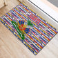 Haiti Christmas Rubber Doormat Blue Red Yellow Xmas Santa Sleigh and Coat of Arms - African Pride