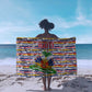 Haiti Christmas Sarong Blue Red Yellow Xmas Santa Sleigh and Coat of Arms - African Pride