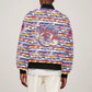 Haiti Christmas Sleeve Zip Bomber Jacket Blue Red Yellow Xmas Santa Sleigh and Coat of Arms - African Pride