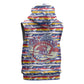 Haiti Christmas Sleeveless Hoodie Blue Red Yellow Xmas Santa Sleigh and Coat of Arms - African Pride