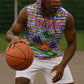 Haiti Christmas Sleeveless Hoodie Blue Red Yellow Xmas Santa Sleigh and Coat of Arms - African Pride