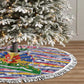 Haiti Christmas Tree Skirt Blue Red Yellow Xmas Santa Sleigh and Coat of Arms - African Pride
