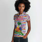 Haiti Christmas Women Polo Shirt Blue Red Yellow Xmas Santa Sleigh and Coat of Arms - African Pride