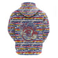 Haiti Christmas Zip Hoodie Blue Red Yellow Xmas Santa Sleigh and Coat of Arms - African Pride