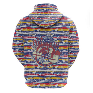 Haiti Christmas Zip Hoodie Blue Red Yellow Xmas Santa Sleigh and Coat of Arms - African Pride