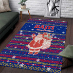 Haiti Christmas Area Rug Blue Red Xmas Santa Snowflake and Map - African Pride