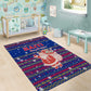Haiti Christmas Area Rug Blue Red Xmas Santa Snowflake and Map - African Pride
