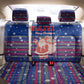 Haiti Christmas Back Car Seat Cover Blue Red Xmas Santa Snowflake and Map - African Pride