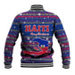 Haiti Christmas Baseball Jacket Blue Red Xmas Santa Snowflake and Map - African Pride
