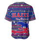 Haiti Christmas Baseball Jersey Blue Red Xmas Santa Snowflake and Map - African Pride