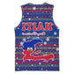 Haiti Christmas Basketball Jersey Blue Red Xmas Santa Snowflake and Map - African Pride