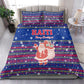 Haiti Christmas Bedding Set Blue Red Xmas Santa Snowflake and Map - African Pride