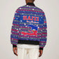Haiti Christmas Bomber Jacket Blue Red Xmas Santa Snowflake and Map - African Pride