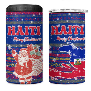 Haiti Christmas 4 in 1 Can Cooler Tumbler Blue Red Xmas Santa Snowflake and Map - African Pride