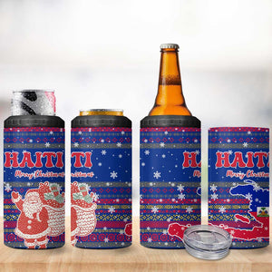 Haiti Christmas 4 in 1 Can Cooler Tumbler Blue Red Xmas Santa Snowflake and Map - African Pride