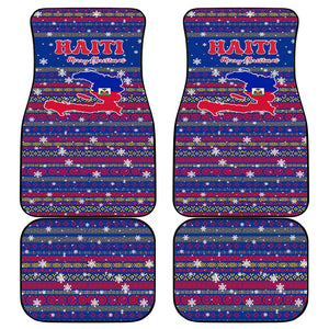 Haiti Christmas Car Mats Blue Red Xmas Santa Snowflake and Map - African Pride