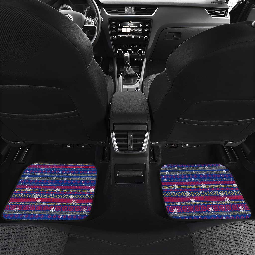 Haiti Christmas Car Mats Blue Red Xmas Santa Snowflake and Map - African Pride