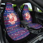 Haiti Christmas Car Seat Cover Blue Red Xmas Santa Snowflake and Map - African Pride