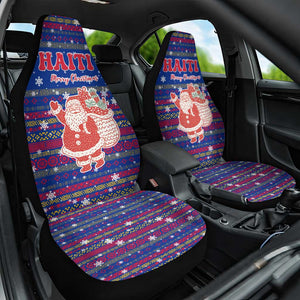 Haiti Christmas Car Seat Cover Blue Red Xmas Santa Snowflake and Map - African Pride
