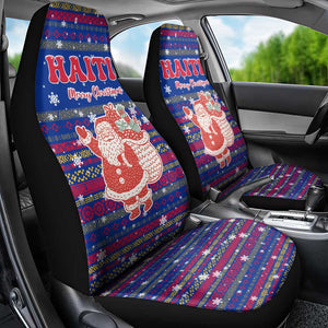 Haiti Christmas Car Seat Cover Blue Red Xmas Santa Snowflake and Map - African Pride