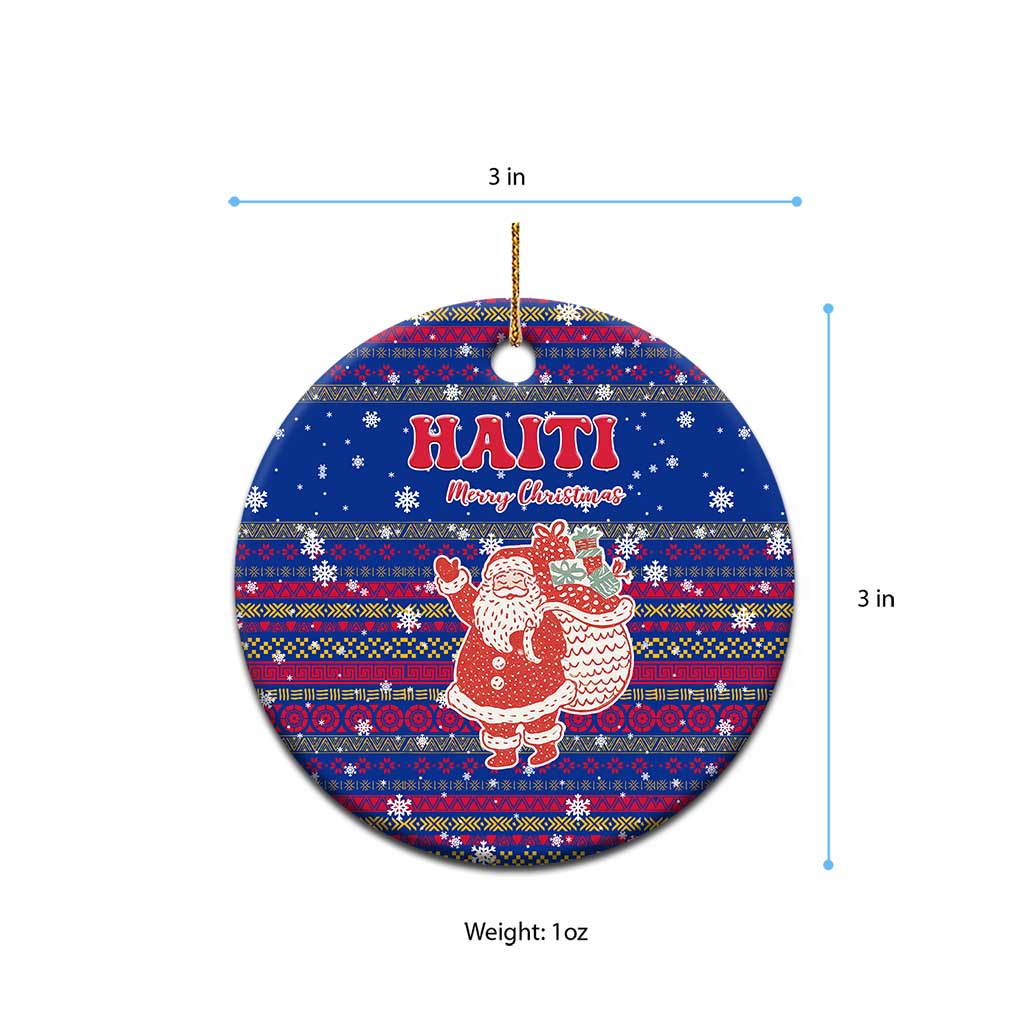Haiti Christmas Ceramic Ornament Blue Red Xmas Santa Snowflake and Map - African Pride