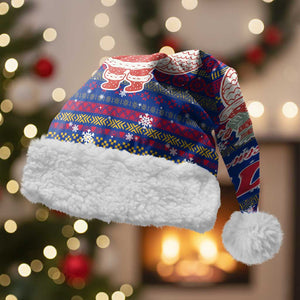 Haiti Christmas Santa Hat Blue Red Xmas Santa Snowflake and Map - African Pride