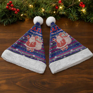 Haiti Christmas Santa Hat Blue Red Xmas Santa Snowflake and Map - African Pride