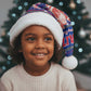 Haiti Christmas Santa Hat Blue Red Xmas Santa Snowflake and Map - African Pride