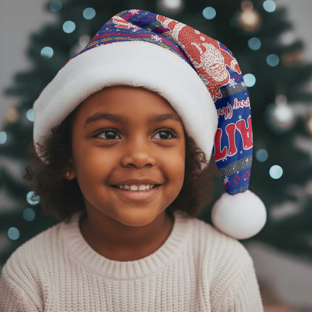 Haiti Christmas Santa Hat Blue Red Xmas Santa Snowflake and Map - African Pride