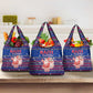 Haiti Christmas Grocery Bag Blue Red Xmas Santa Snowflake and Map - African Pride