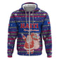 Haiti Christmas Hoodie Blue Red Xmas Santa Snowflake and Map - African Pride
