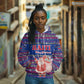Haiti Christmas Hoodie Blue Red Xmas Santa Snowflake and Map - African Pride