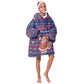 Haiti Christmas Kid Wearable Blanket Hoodie Blue Red Xmas Santa Snowflake and Map - African Pride