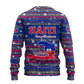 Haiti Christmas Ugly Christmas Sweater Blue Red Xmas Santa Snowflake and Map - African Pride