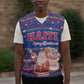 Haiti Christmas Knitted V-Neck Vest Blue Red Xmas Santa Snowflake and Map - African Pride