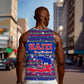 Haiti Christmas Men Tank Top Blue Red Xmas Santa Snowflake and Map - African Pride