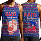 Haiti Christmas Men Tank Top Blue Red Xmas Santa Snowflake and Map - African Pride
