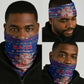 Haiti Christmas Neck Gaiter Blue Red Xmas Santa Snowflake and Map - African Pride